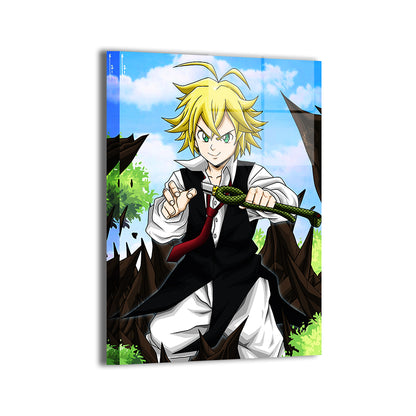 Dragon’s Wrath Commander Metal Print — Meliodas from Seven Deadly Sins, artwork by Emmanuel Centeno; modern sheen, ready to hang.