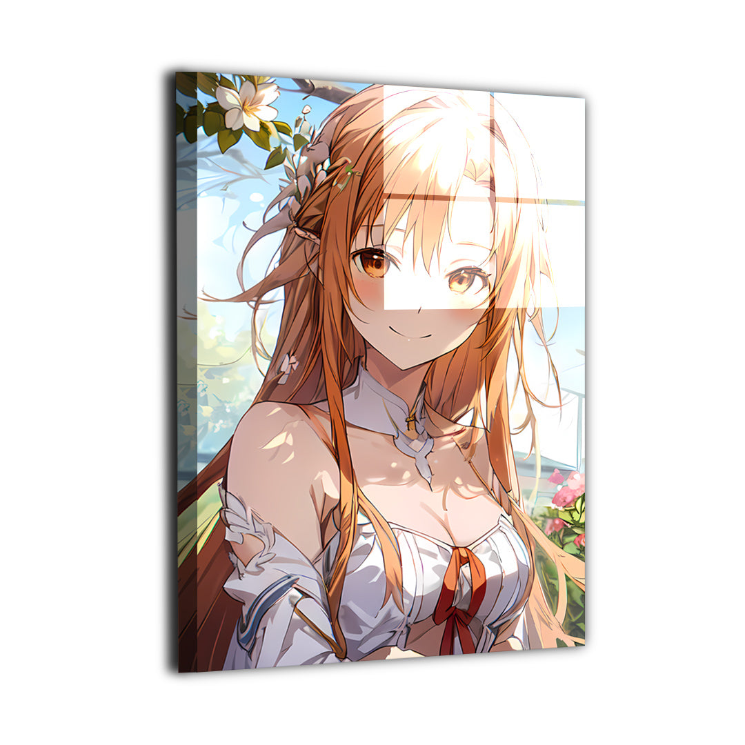 Elfblade Serenity Metal Print — Asuna Yuuki (Alfheim Online), artwork by Hikari Harmony; modern sheen, ready to hang.