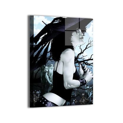 Gothic comic-style Death against bare trees and statues; modern metal print finish.