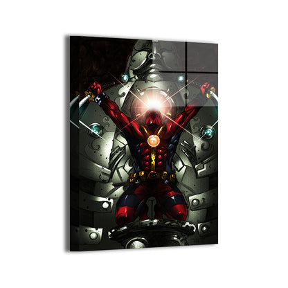 deadpool twin swords; brushed metal sheen with floating mount.