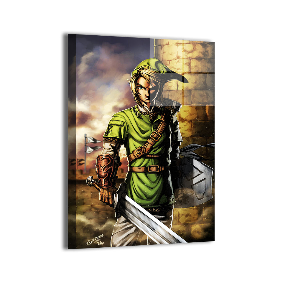 Link from Legend of Zelda by Geebo Vigonte, colors by Brian Valeza (Totz Valeza); metallic modern sheen, ready to hang.
