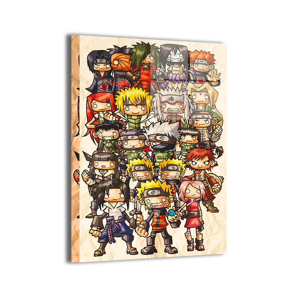 Hidden Village Chibi Legends Metal — Naruto chibi lineup; modern metallic sheen, ready to hang.