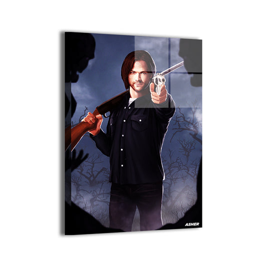 Sam Winchester by Ben Asher; modern metallic sheen, ready to hang.