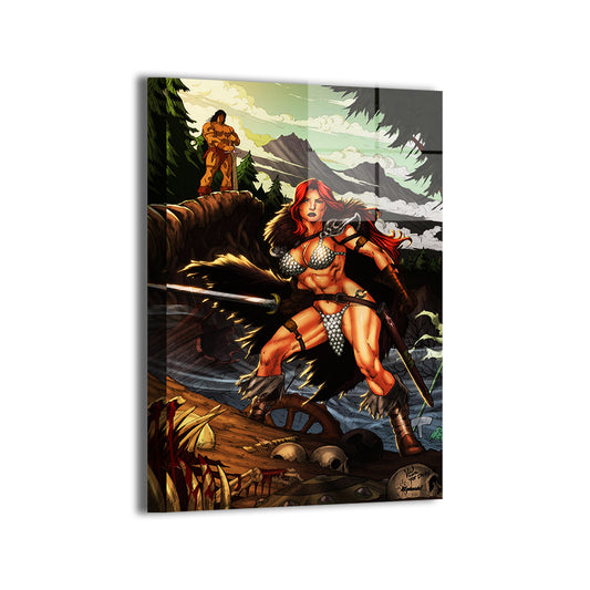 Red Sonja by Verry Woong and Splash Colors; modern metallic sheen, ready to hang.