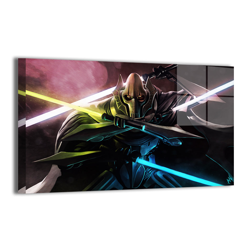 General Grievous with four lightsabers drawn; Ceasar artwork; modern metallic sheen.