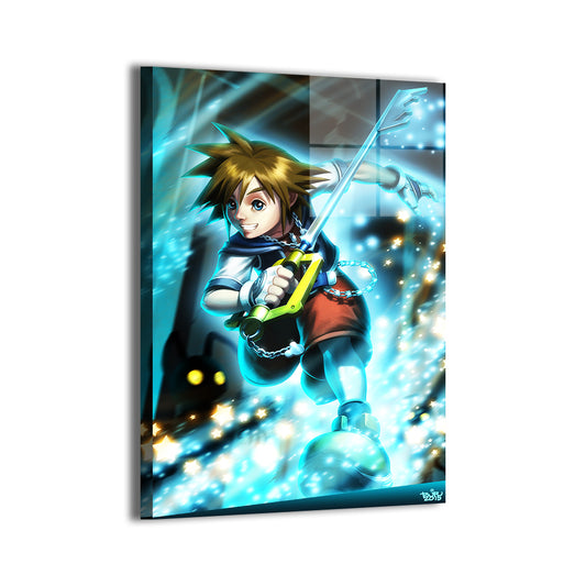 Sora in dynamic action pose by Brian Valeza (Totz Valeza); modern metallic sheen.
