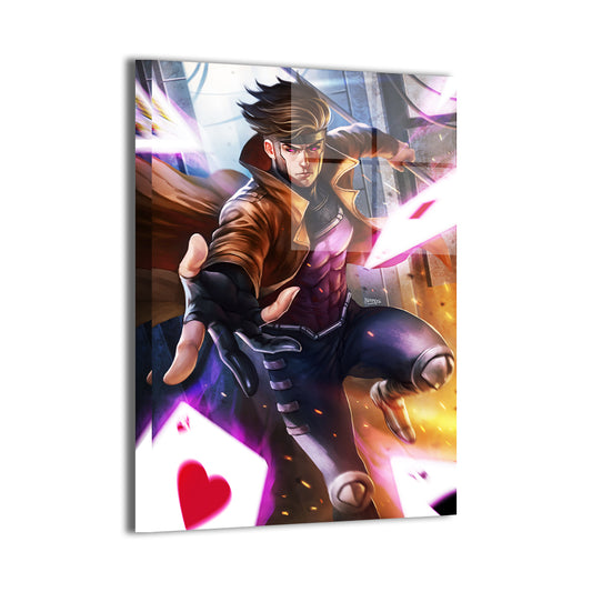 Gambit by Nopeys; modern metallic sheen with charged card effects.