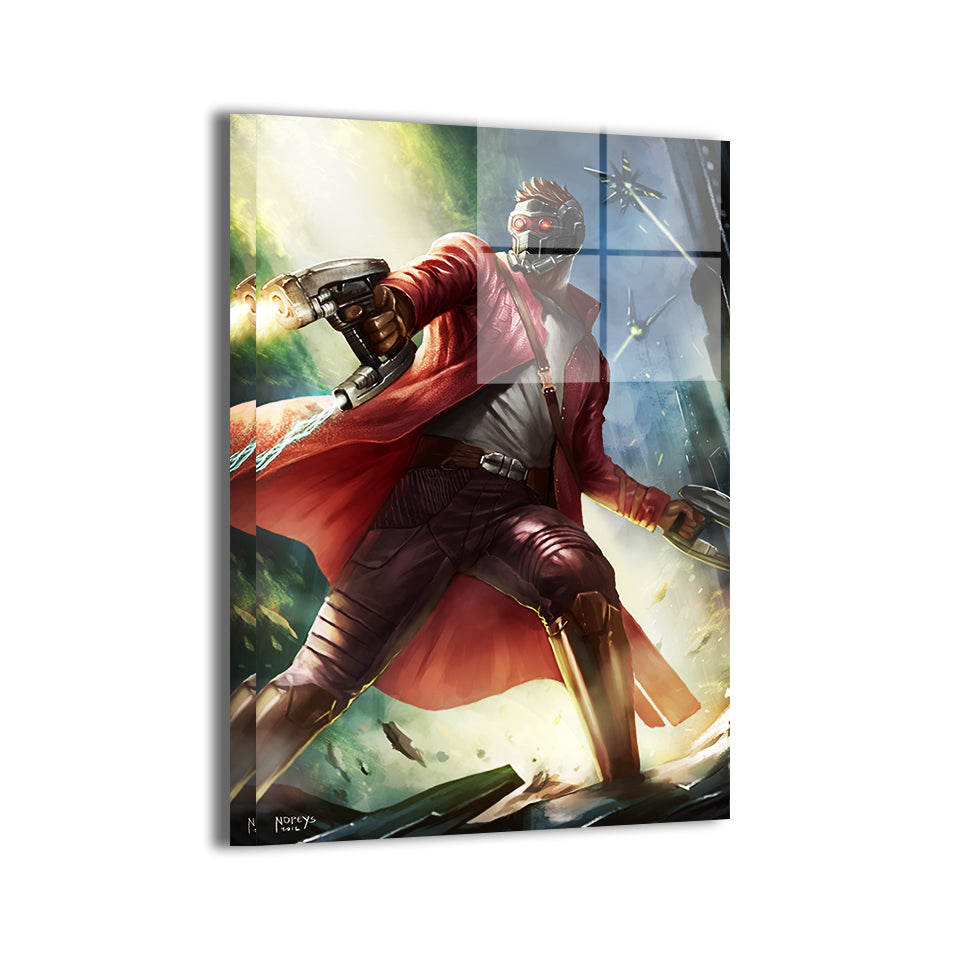 star-lord by nopeys; metallic sheen enhances blaster effects, ready to hang.