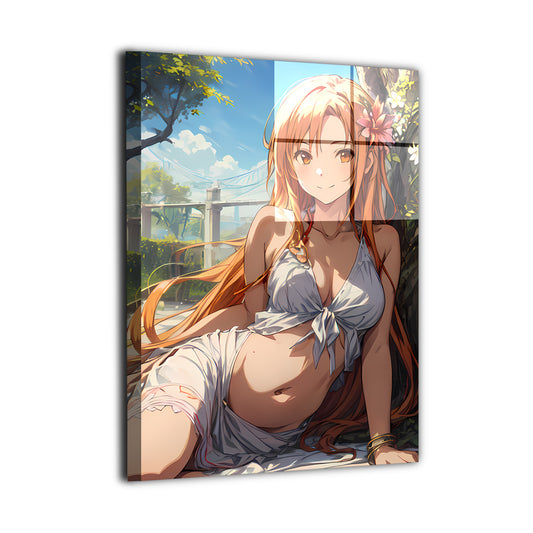 Lightning Flash Metal Print — anime sword heroine artwork; modern sheen, ready to hang.