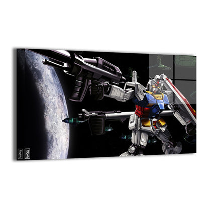 Durable aluminum print with modern sheen featuring the beam-rifle pose; art by Ray Dash.