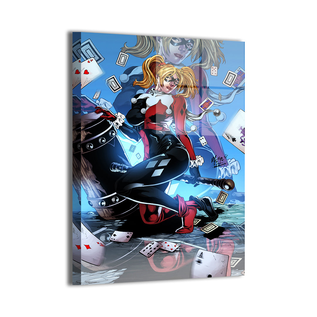 harley quinn by Vhon Remot; modern metallic sheen, ready to hang.