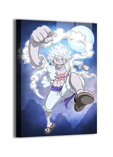 Metal Print of Luffy Gear 5 One Piece art by Christian Padustan; modern sheen, ready to hang.