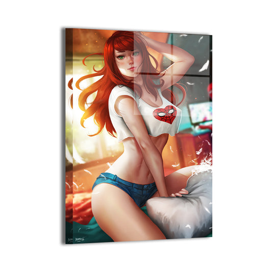 mary jane watson by nopeys; sleek metallic sheen, ready to hang.
