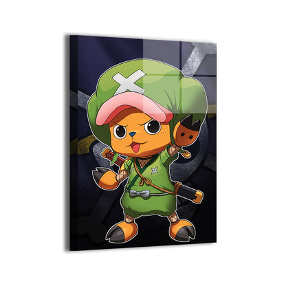 One Piece Chopper ninja artwork; metallic sheen, ready to hang.