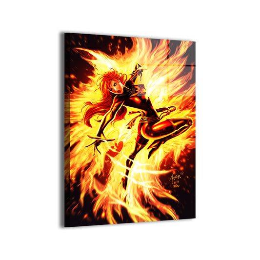 Dark Phoenix (Jean Grey) metal print with modern sheen.