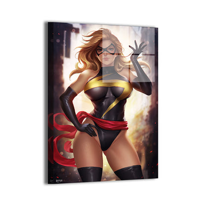 ms marvel by nopeys; modern metallic sheen, ready to hang.