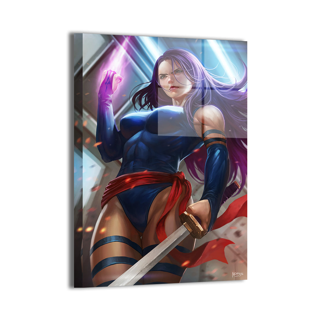 psylocke by nopeys; sleek metallic sheen, ready to hang.