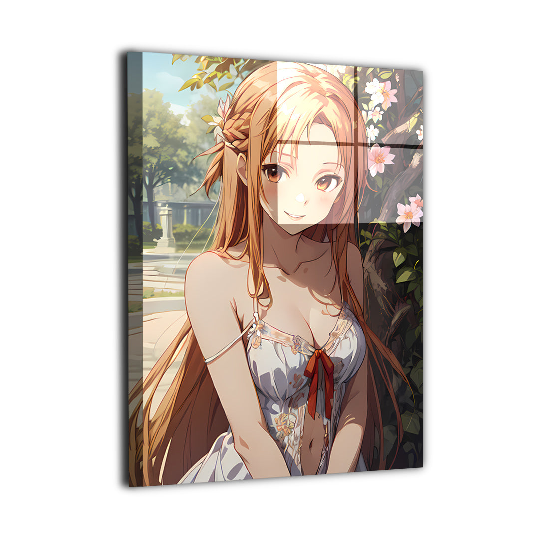 Radiant Duelist Metal Print — Asuna Yuuki (Sword Art Online), artwork by Hikari Harmony; modern sheen, ready to hang.