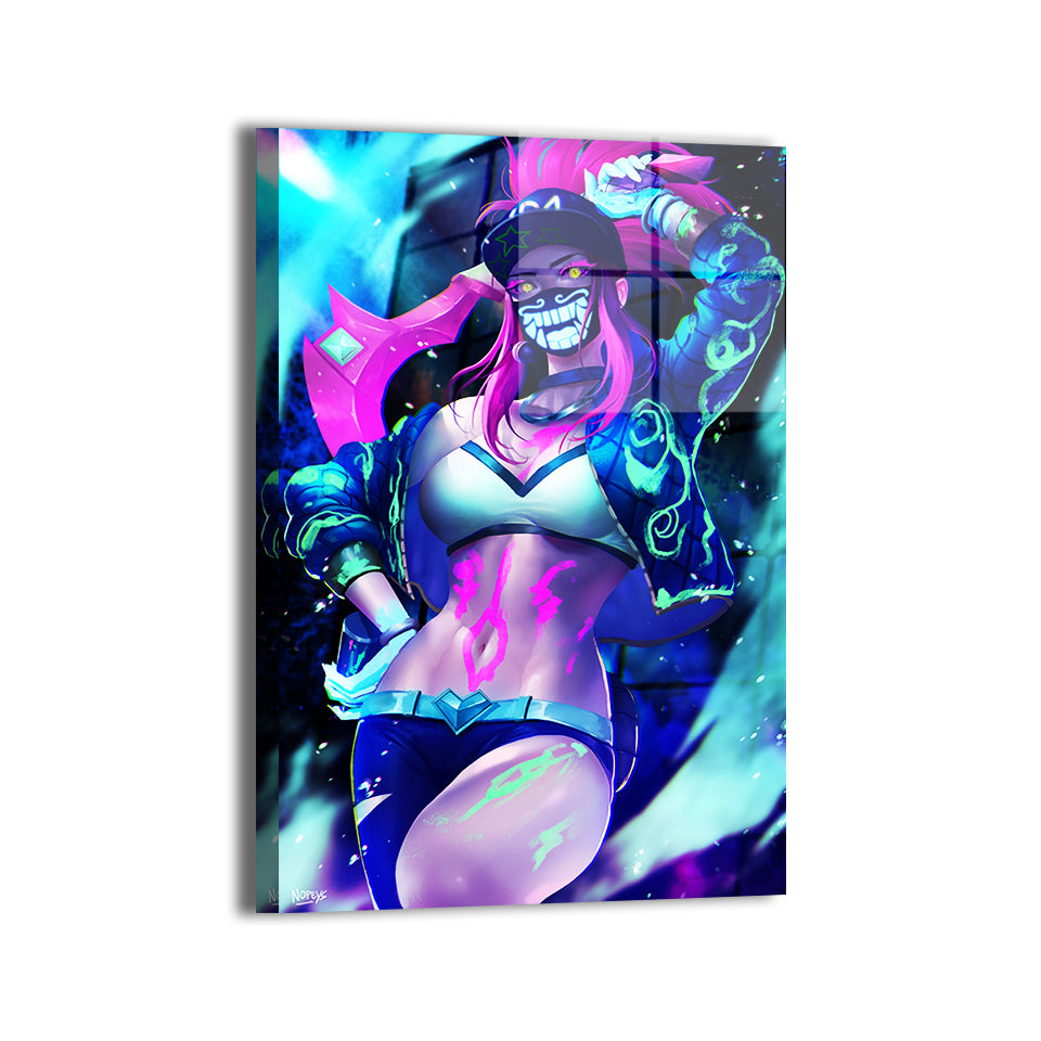 Akali from League of Legends by Nopeys; metallic surface with reflective tones.