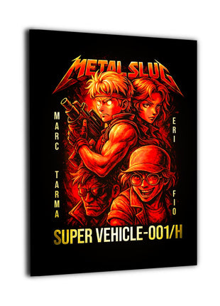 Super Vehicle Assault canvas wall art showing the original Metal Slug squad in a four-panel action composition