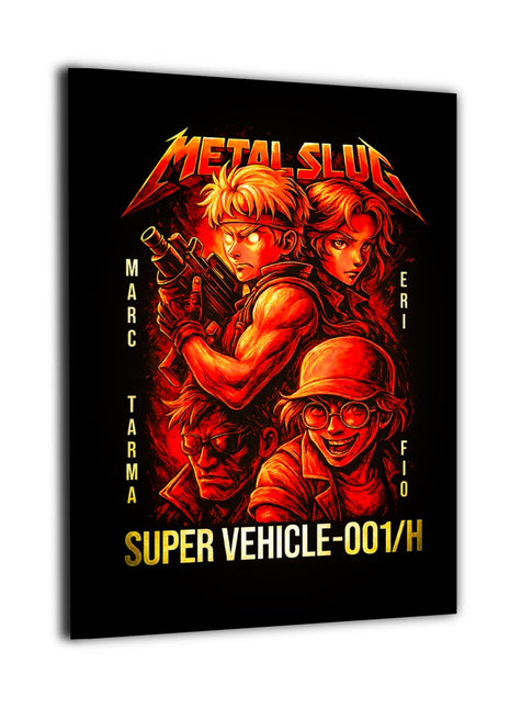 Super Vehicle Assault canvas wall art showing the original Metal Slug squad in a four-panel action composition