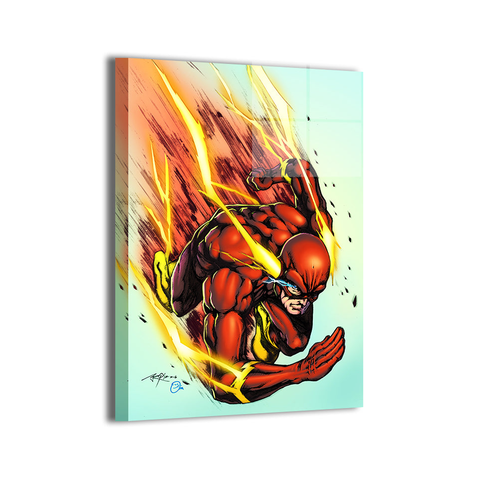 Lightning-charged Flash scene by Balando and Omi; metallic finish.