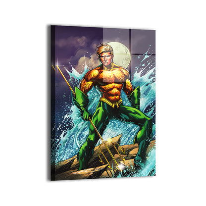 Aquaman fan art by Emil Cabaltierra; sleek metal finish with high-impact contrast.