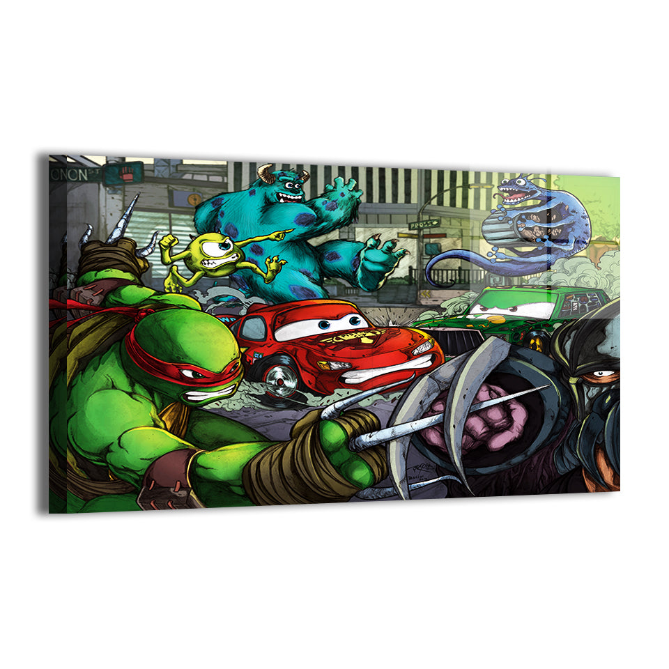 Toon Wars crossover by Brian Balando; modern metallic finish.