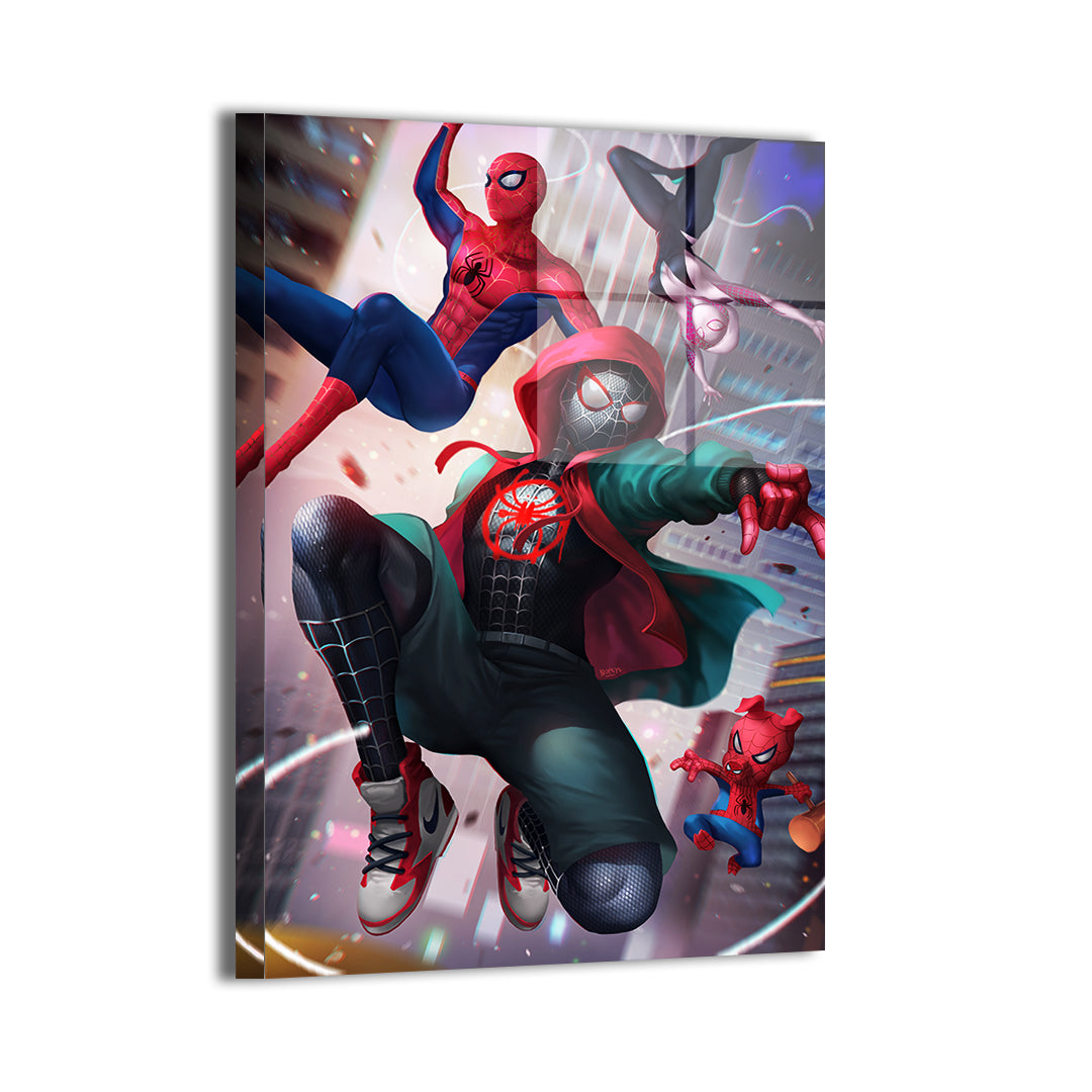 Web-Verse Alliance heroes with reflections and metallic sheen; art by Nopeys.