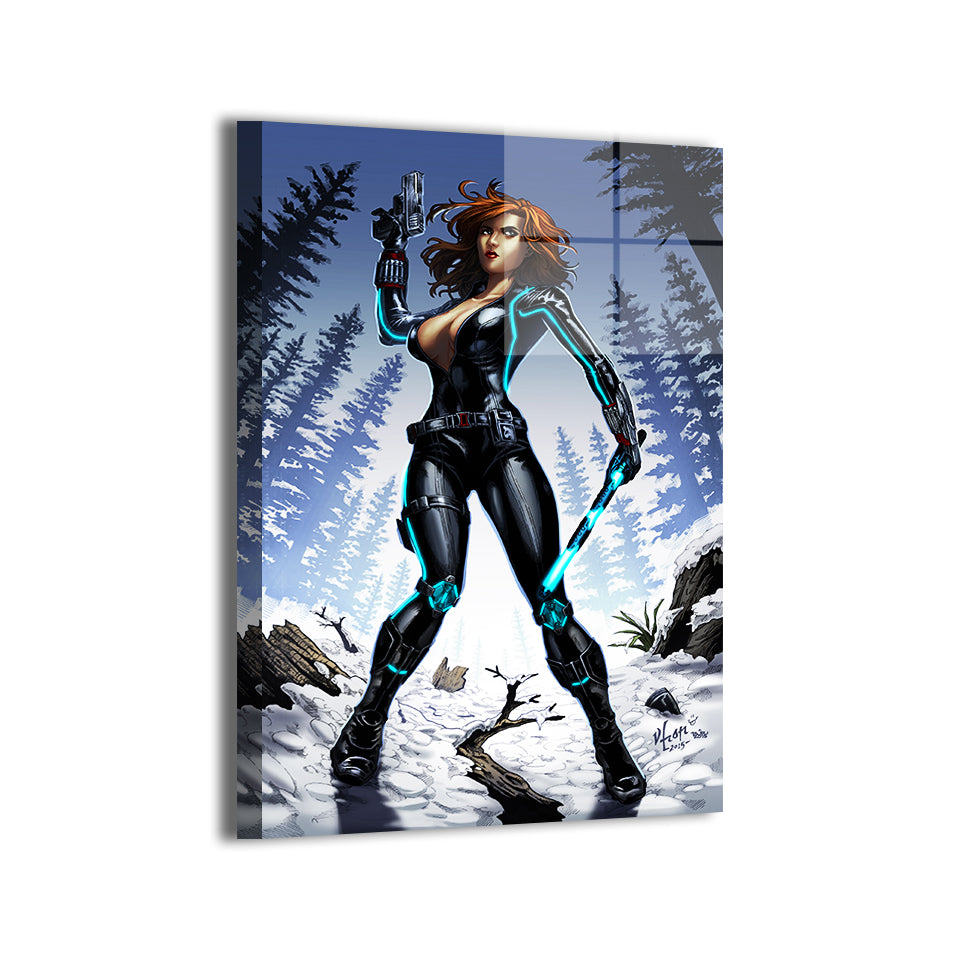 metallic black widow wall art with high contrast highlights
