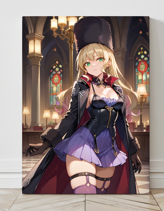 Mia Karnstein Code Vein Wall Art on canvas, acrylic, and metal – front view featuring a detailed anime portrait of Mia in her signature attire.