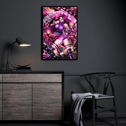 Psionic warrior with violet energy blade, chains shattering; art by Richard Bue, colors by Stephan Lemineur (NAHP).