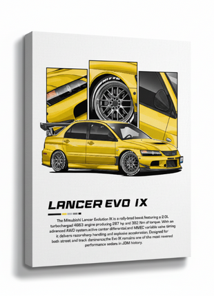Mitsubishi Evo IX JDM Art | Acrylic, Metal & Canvas - Snapping Turtle Gallery