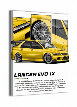 Mitsubishi Evo IX JDM Art | Acrylic, Metal & Canvas - Snapping Turtle Gallery
