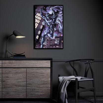 Moonlit Vigilante Wall Art Room Mockup – Moon Knight by Julius Abrera & Martin Mariano Hernandez Tena