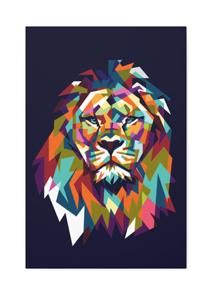 Mosaic Lion Art | Acrylic, Metal & Canvas - Snapping Turtle Gallery