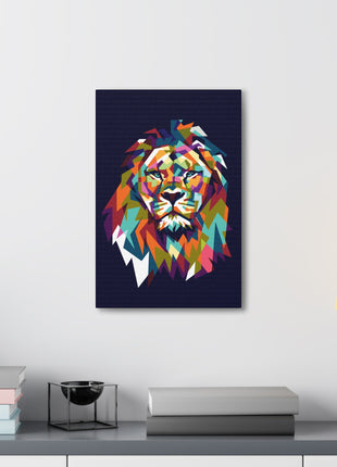 Mosaic Lion Art | Acrylic, Metal & Canvas - Snapping Turtle Gallery