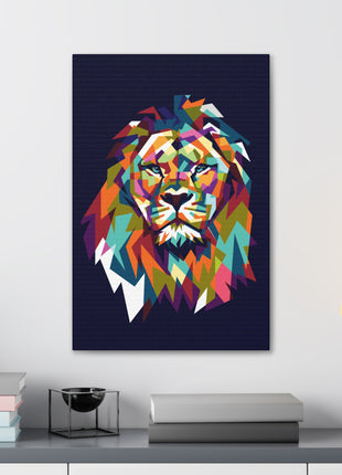 Mosaic Lion Art | Acrylic, Metal & Canvas - Snapping Turtle Gallery