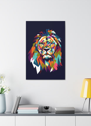 Mosaic Lion Art | Acrylic, Metal & Canvas - Snapping Turtle Gallery