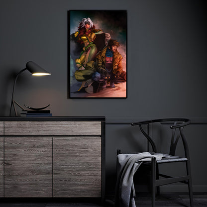 Mutant Hearts Wall Art Room Mockup – Rogue and Gambit X-Men by Ryan Pasibe and Bryan Arfel Magnaye