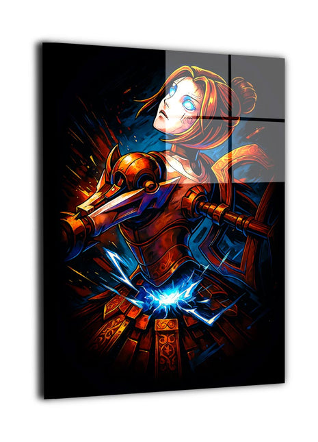 N7 Biotic Vanguard metal wall art showing Orianna surrounded by blue-violet mechanical energy