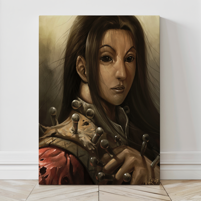 Large 24x36 canvas of Illumi Zoldyck anime art – somber assassin portrait