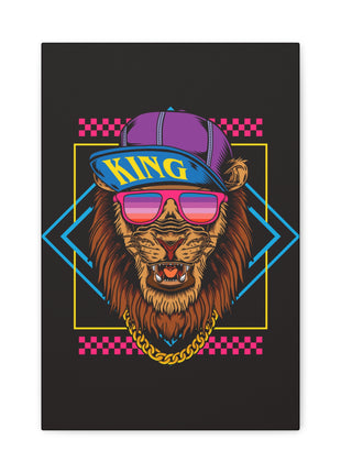 Neon Lion Art | Acrylic, Metal & Canvas - Snapping Turtle Gallery