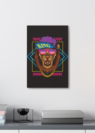 Neon Lion Art | Acrylic, Metal & Canvas - Snapping Turtle Gallery