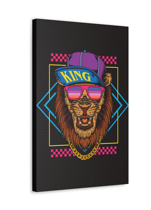 Neon Lion Art | Acrylic, Metal & Canvas - Snapping Turtle Gallery