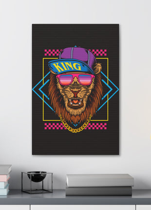 Neon Lion Art | Acrylic, Metal & Canvas - Snapping Turtle Gallery