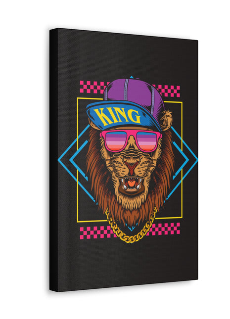 Neon Lion Art | Acrylic, Metal & Canvas - Snapping Turtle Gallery