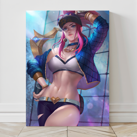  24x36 canvas print of Akali standing confident in streetwear outfit