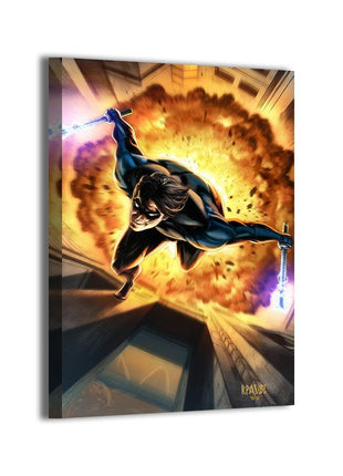 Nightwing Wall Art | Blazing Descent | Snapping Turtle Gallery [variant_option1] Print, Premium Wall Art by Snapping Turtle Gallery