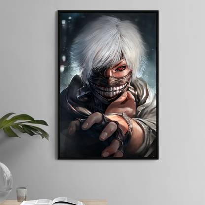 Ken Kaneki 11x17 Tokyo Ghoul print – mask, red eye, and white hair portrait
